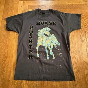 Vintage 80s 90s Quarter Horse Art T-Shirt XL Screen Stars Best 50/50 USA Made
